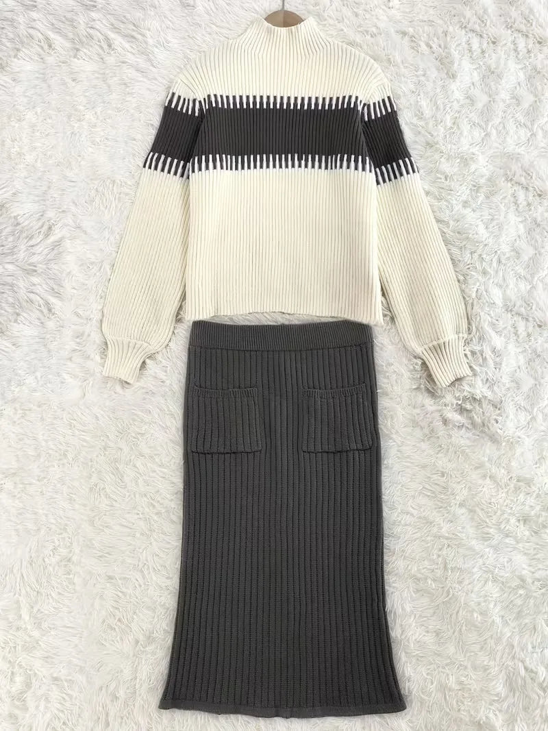 Ribbed Two-Piece Skirt Set - Coordinated and Comfortable