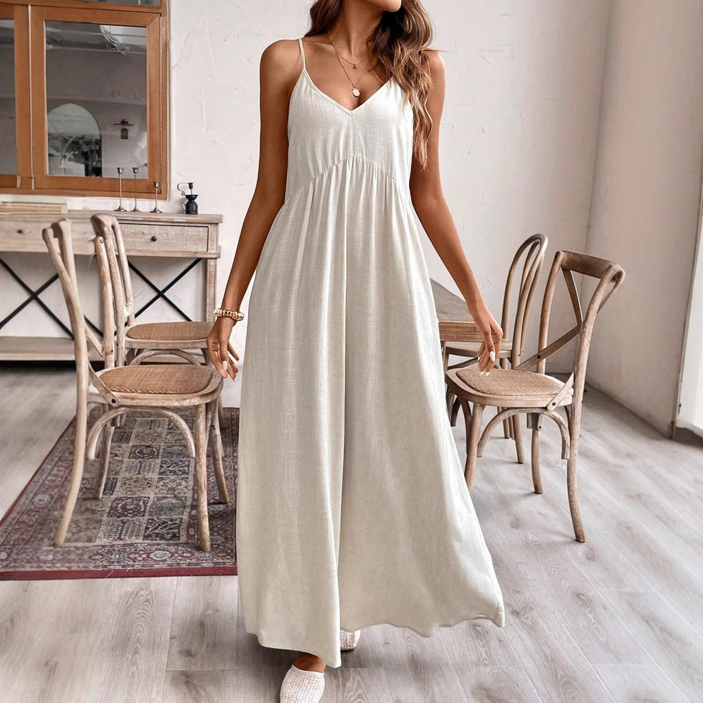 Women's Strapless A-Line Maxi Dress - Relaxed Long Summer Style