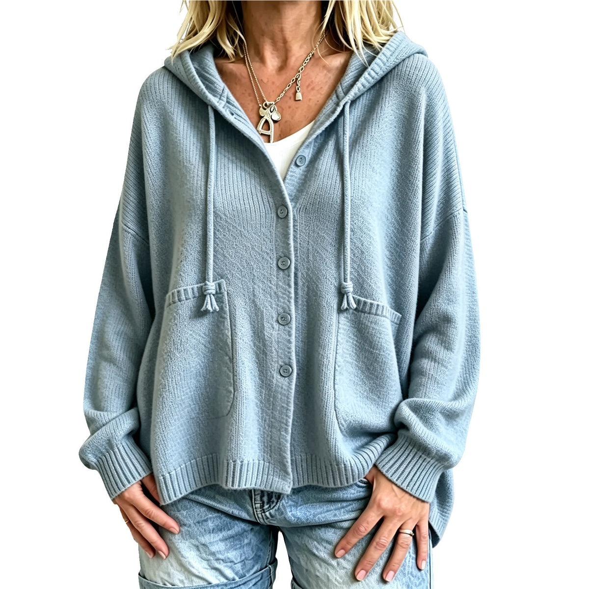 Cropped Hooded Top With Drawstring - Sporty and Casual