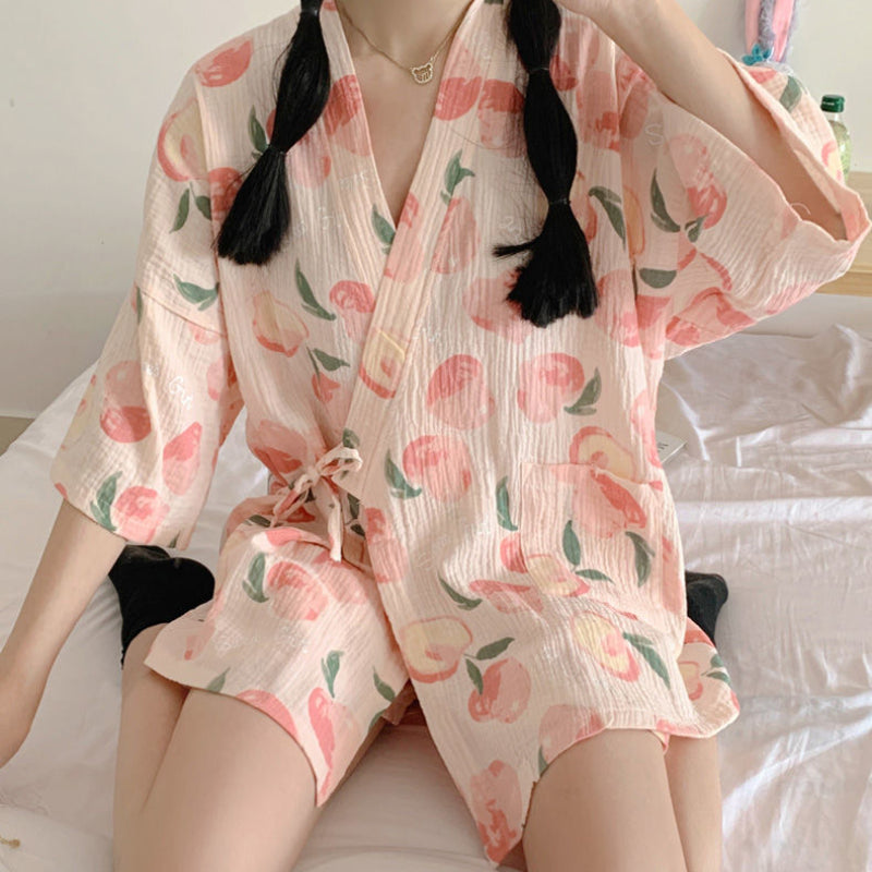 Damespyjamaset in schattige, casual stijl – stijlvolle, eenvoudige nachtkleding in Japanse stijl