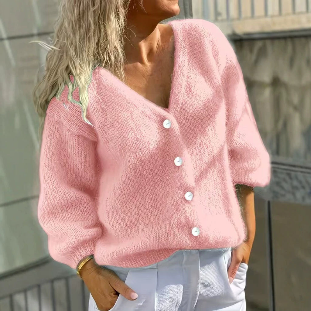 Button-Front Cardigan Sweater Jacket - Simple and Soft
