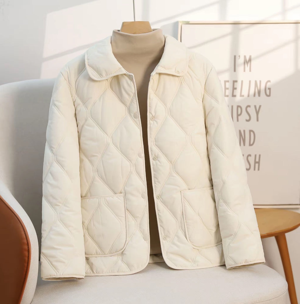 Women’s Relaxed Fit Cotton-Padded Jacket – Lapel Casual Short Coat Style
