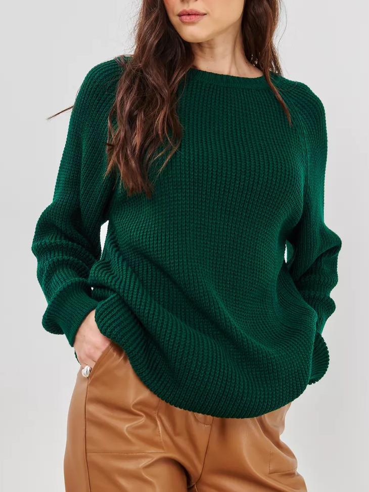 Women's Thick Knit Sweater - Soft Solid Color Cozy Everyday Knit