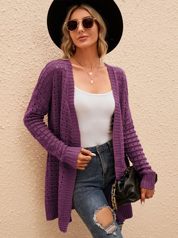 Women’s Long Open-Knit Cardigan - Soft and Versatile