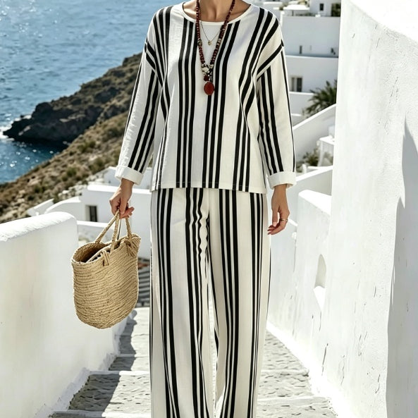 Women's Asymmetrical Printed Shorts Set - Relaxed Holiday Two-Piece Outfit