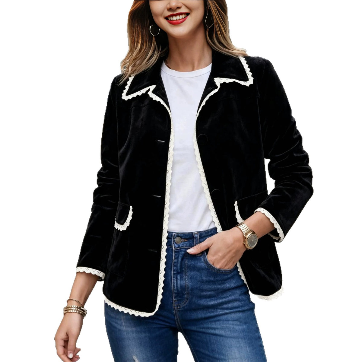 Retro Lapel Pocket Jacket - Classic and Practical