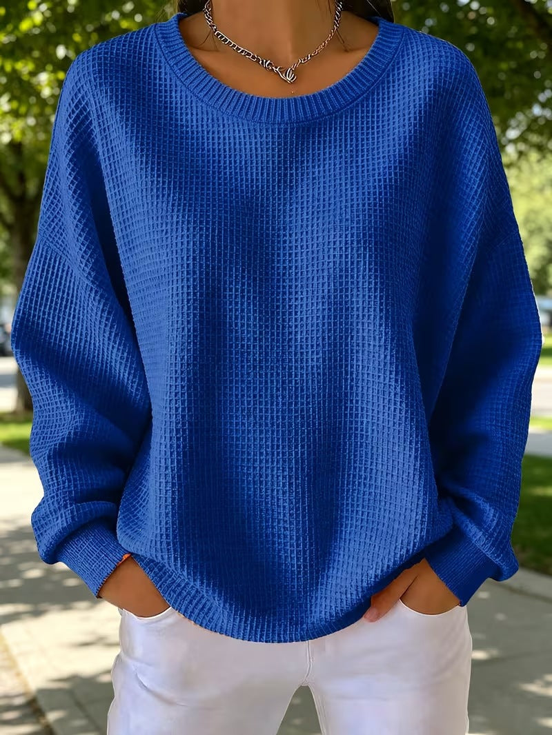 Waffle Patchwork Sweatshirt - Soft and Casual