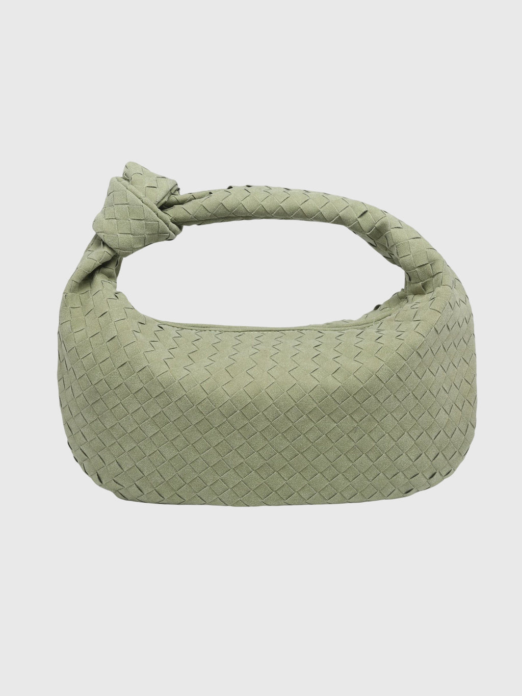 Women’s Medium Suede Woven Bag – Elegant Knotted Chic Style