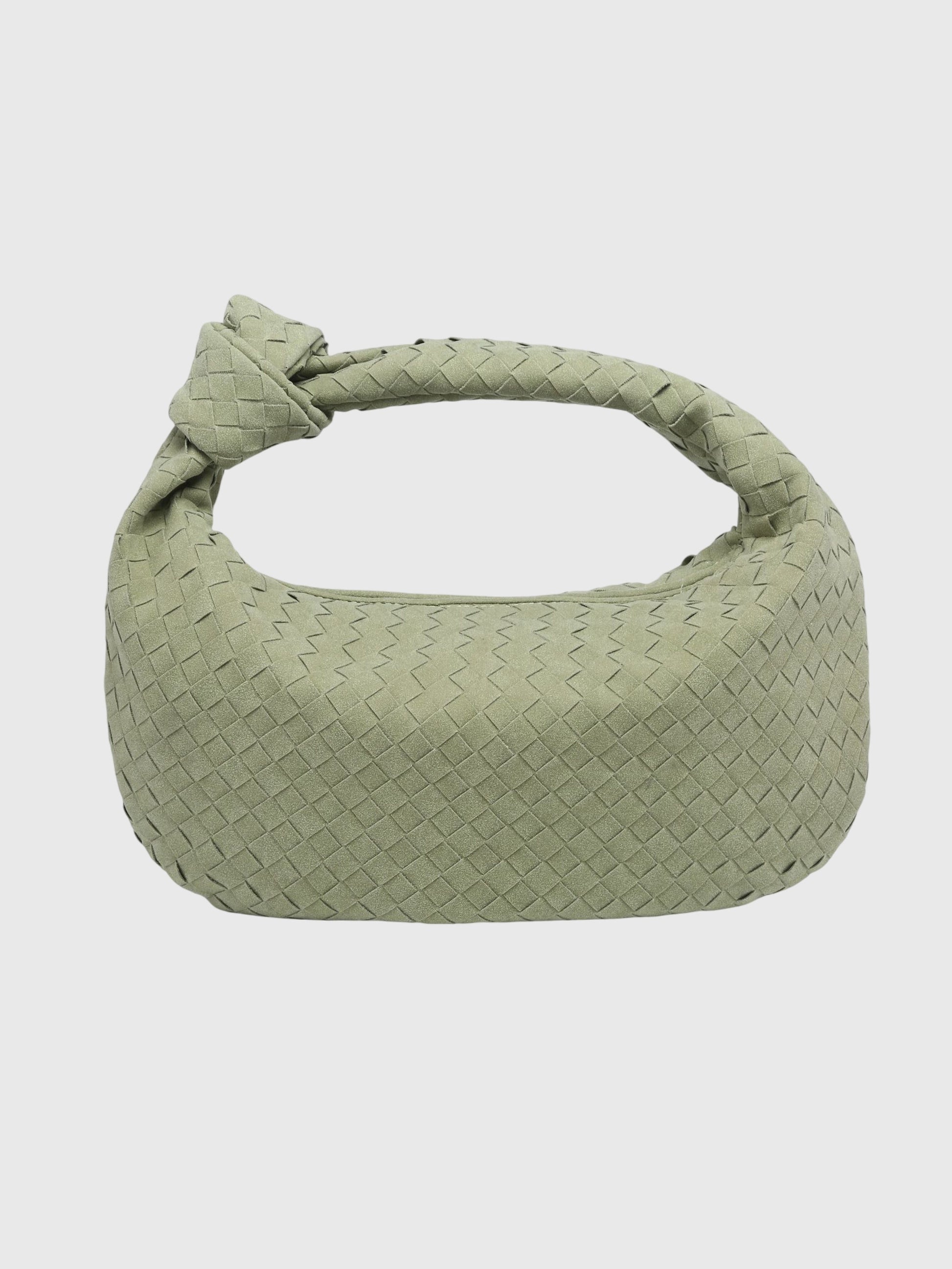 Women’s Medium Suede Woven Bag – Elegant Knotted Chic Style