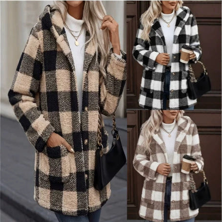 Retro Plaid Pocket Coat - Warm and Casual