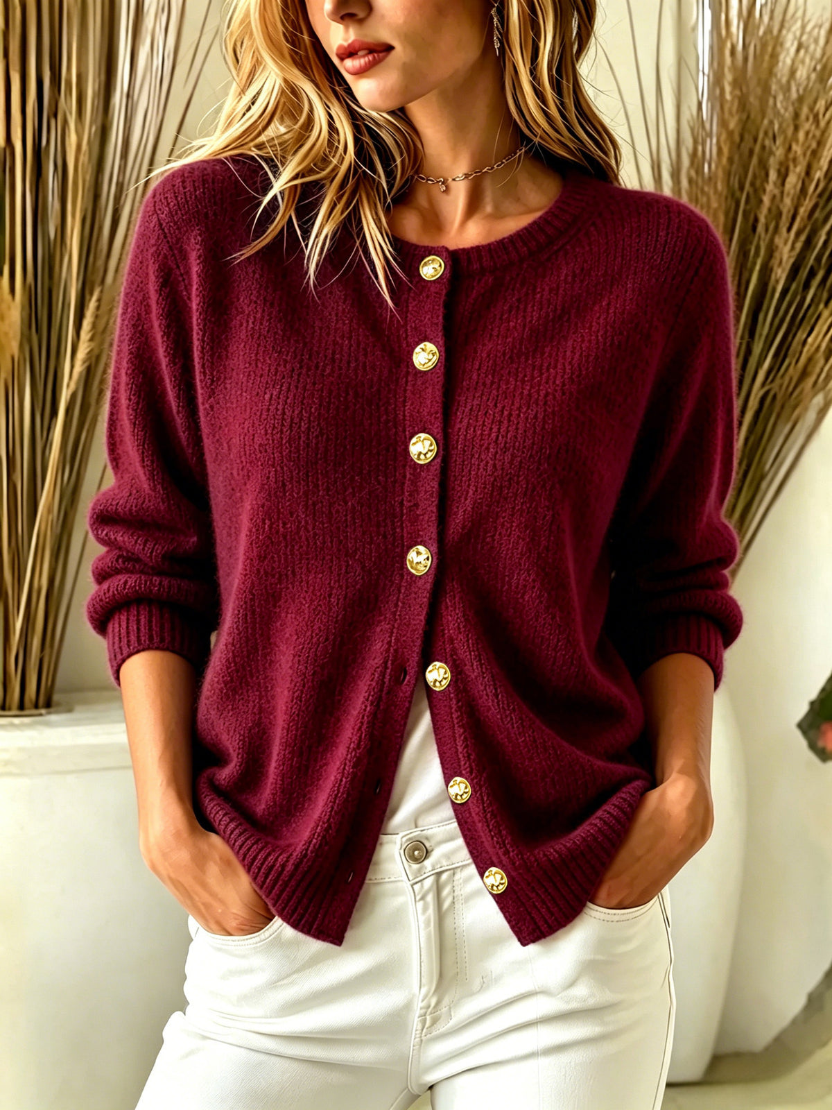 Women’s Button-Down Knit Cardigan – Soft Versatile Layer