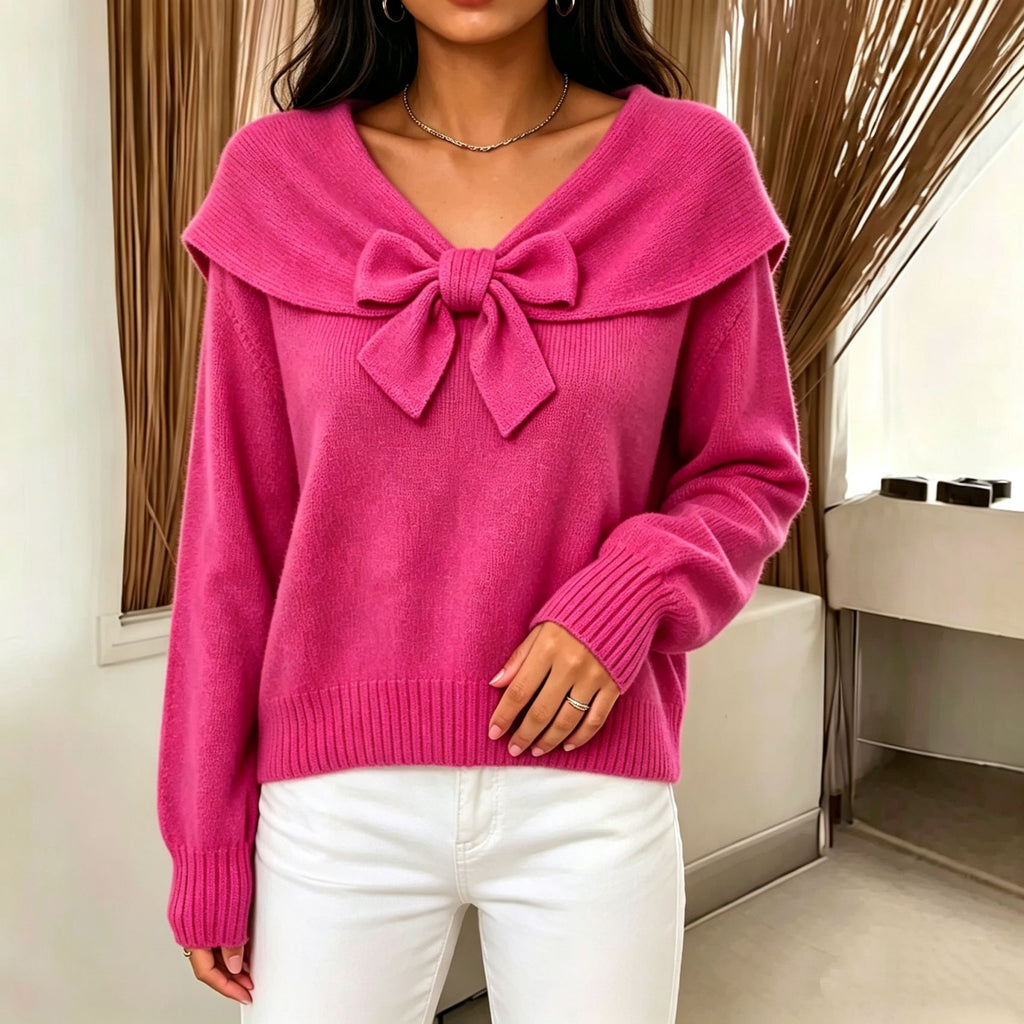 Bow-Knot Knit Sweater - Soft and Feminine