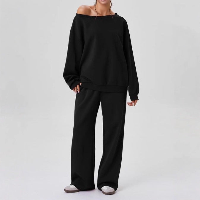 Women’s Sporty Off-Shoulder Two-Piece Set – Trendy Casual Style