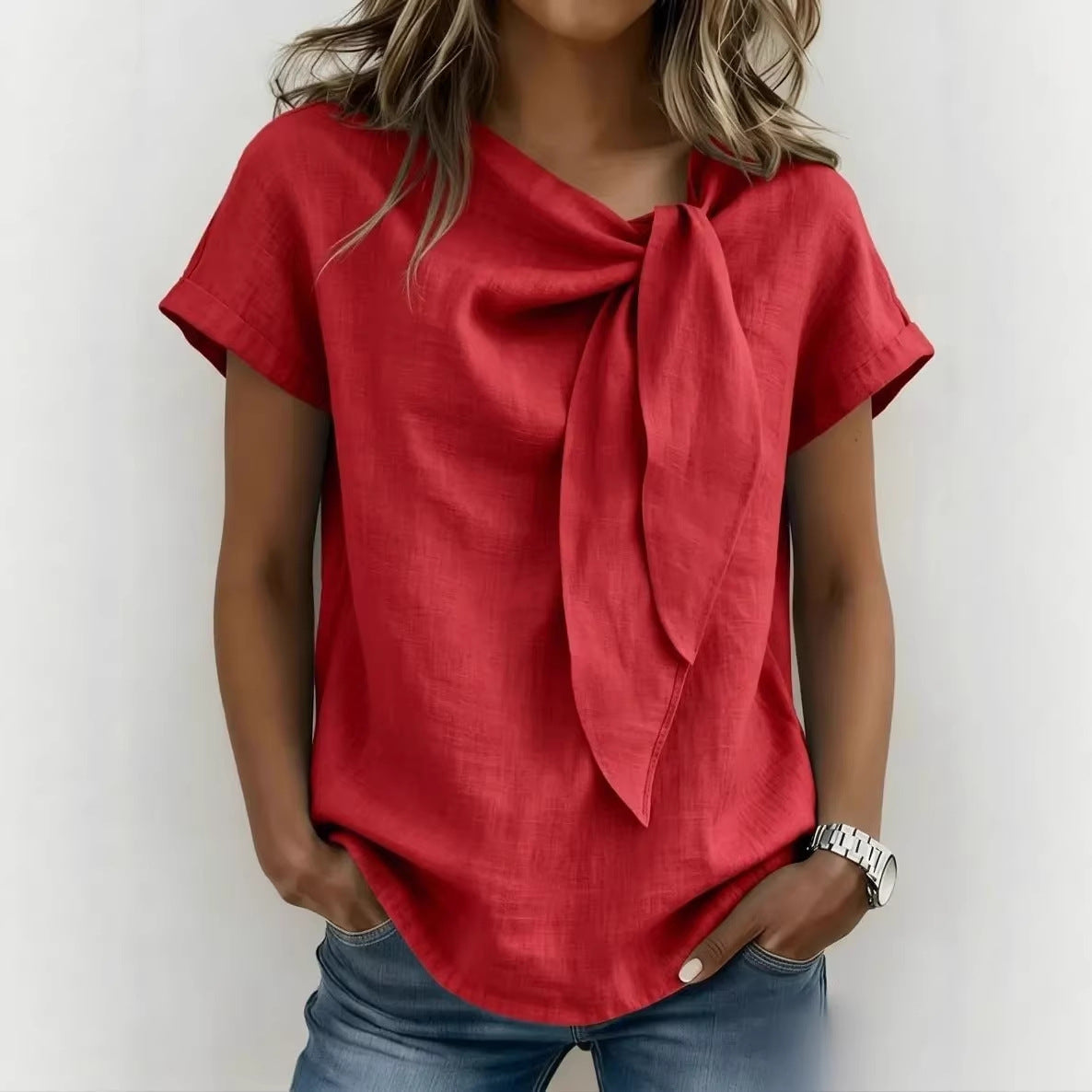 Women's Short Sleeve Cotton-Blend T-Shirt – Lightweight Everyday Casual Style