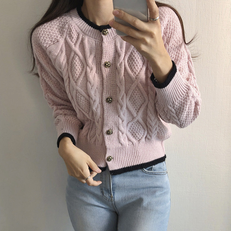 Color-Block Button-Up Cardigan - Soft and Trendy