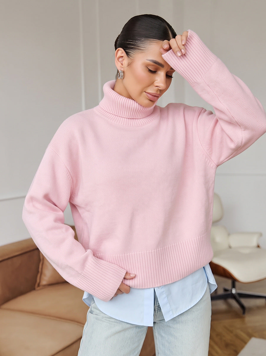 Women’s Solid Color Loose-Fit Knit Sweater – Cozy Casual Everyday Style