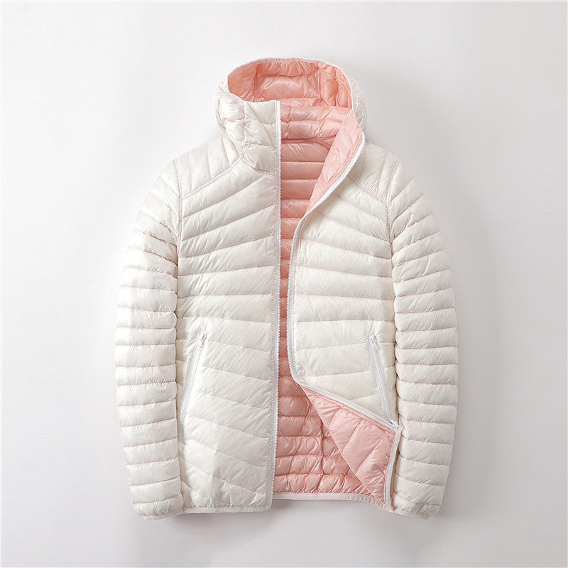 Lightweight Short Hooded Puffer Jacket - Warm and Practical