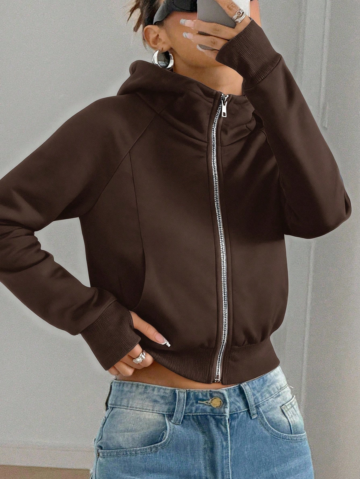 Cropped Solid Hoodie for Women - Casual and Comfortable
