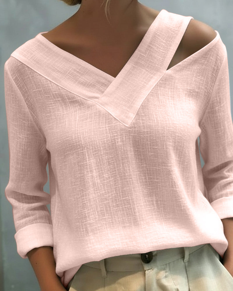 Melyra Women’s Elegant Top – Asymmetrical V-Neck Stylish Work Party Style
