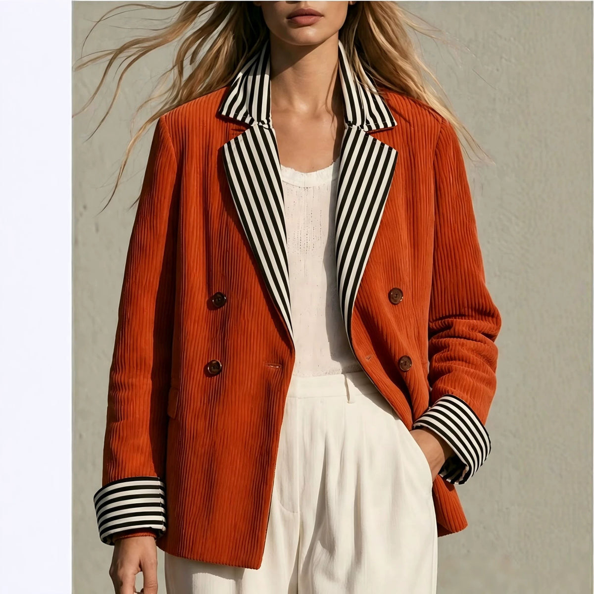 Retro Color-Block Orange Jacket - Bold and Casual