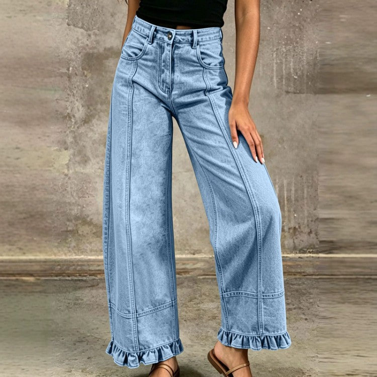 Women’s Loose-Fit Wide-Leg Denim Pants – Stylish Casual High-Waisted Jeans Everyday Streetwear