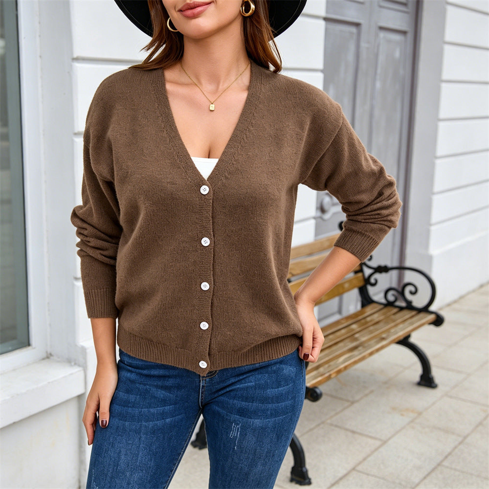 Women's Button Front Knit Cardigan Jacket - Soft Casual Everyday Layer