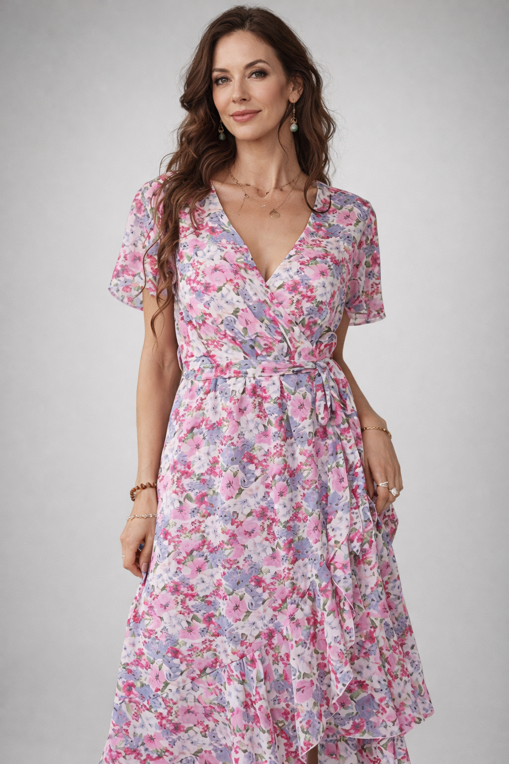 Women's Floral Midi Dress – Romantic Summer Occasion Dress