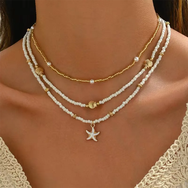 Shell and Star Necklace - Light and Layered