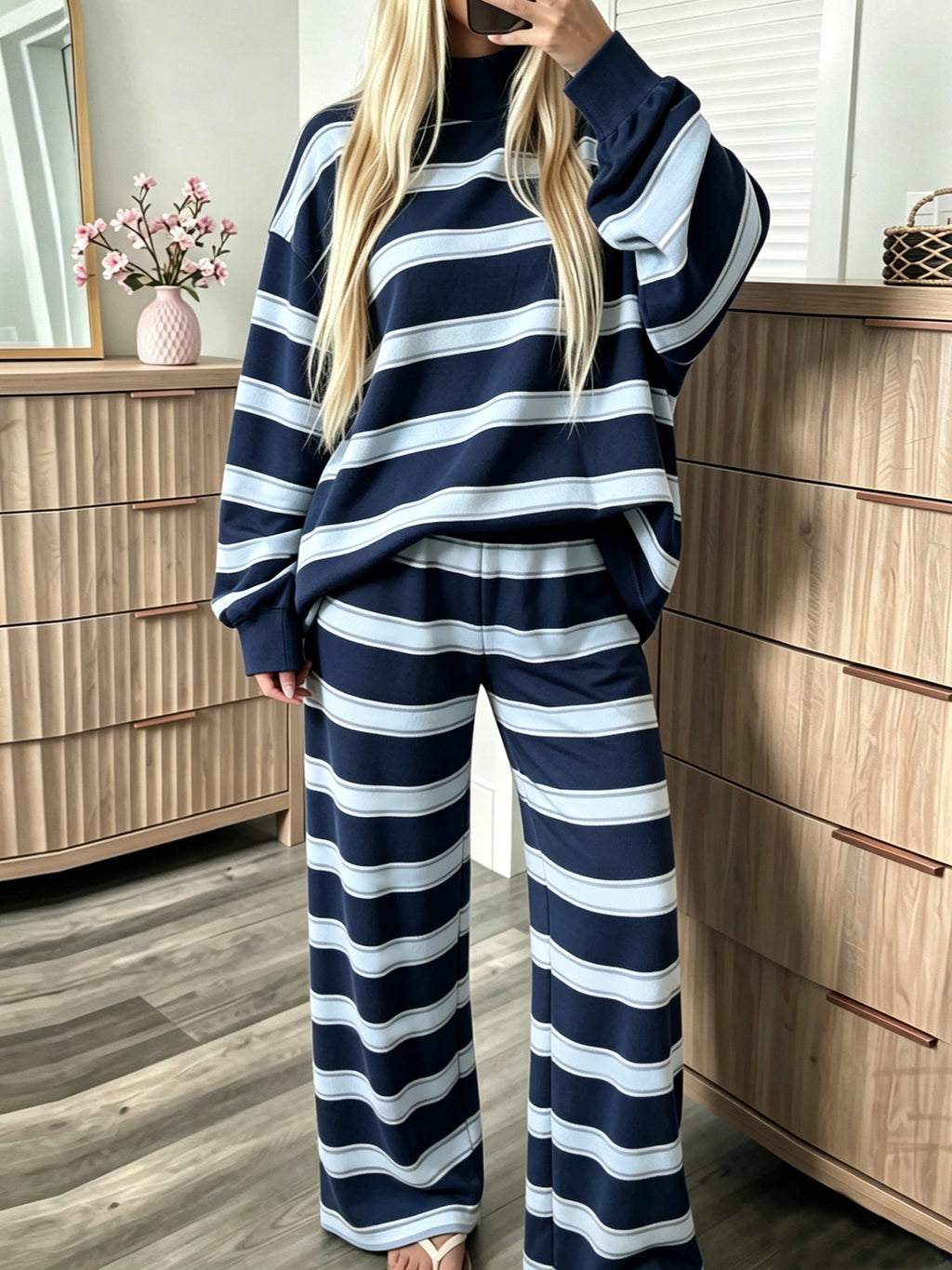 Striped Casual Women's Set - Relaxed and Coordinated