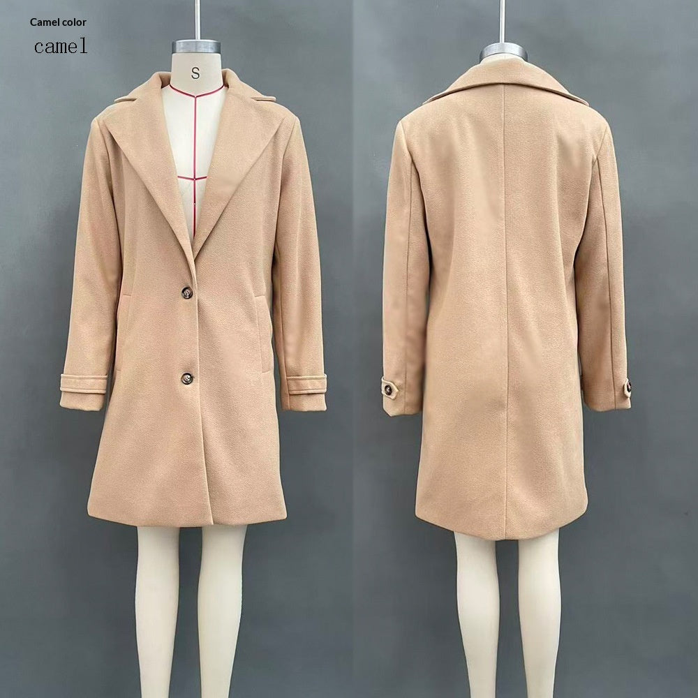 Retro Mid-Length Lapel Coat - Casual and Chic