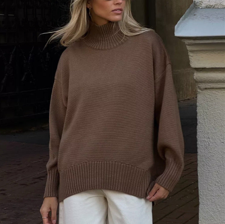 Women’s Casual Cozy Turtleneck Sweater – Relaxed-Fit Pullover Knitwear