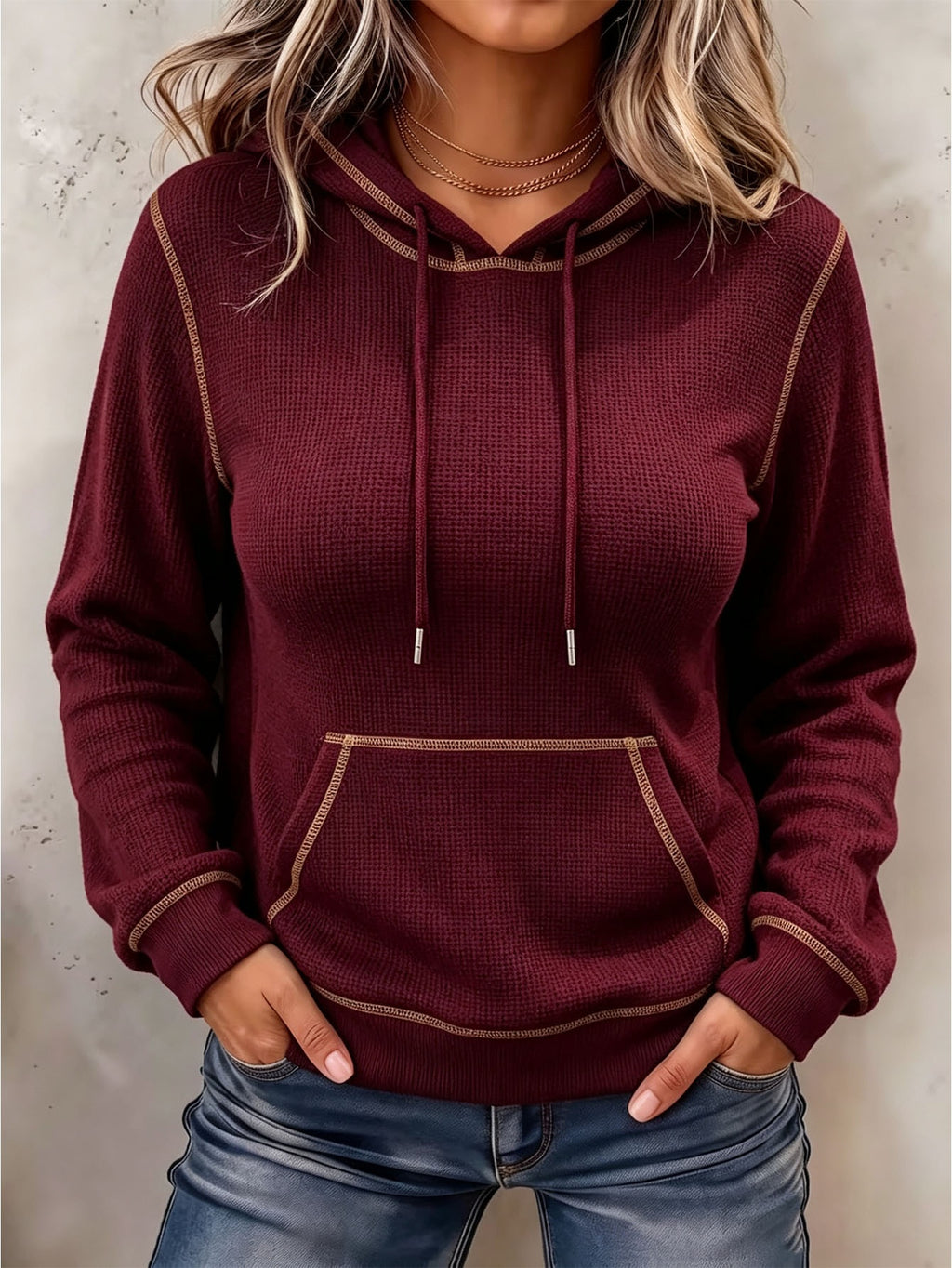 Drawstring Hooded Hoodie - Soft and Casual