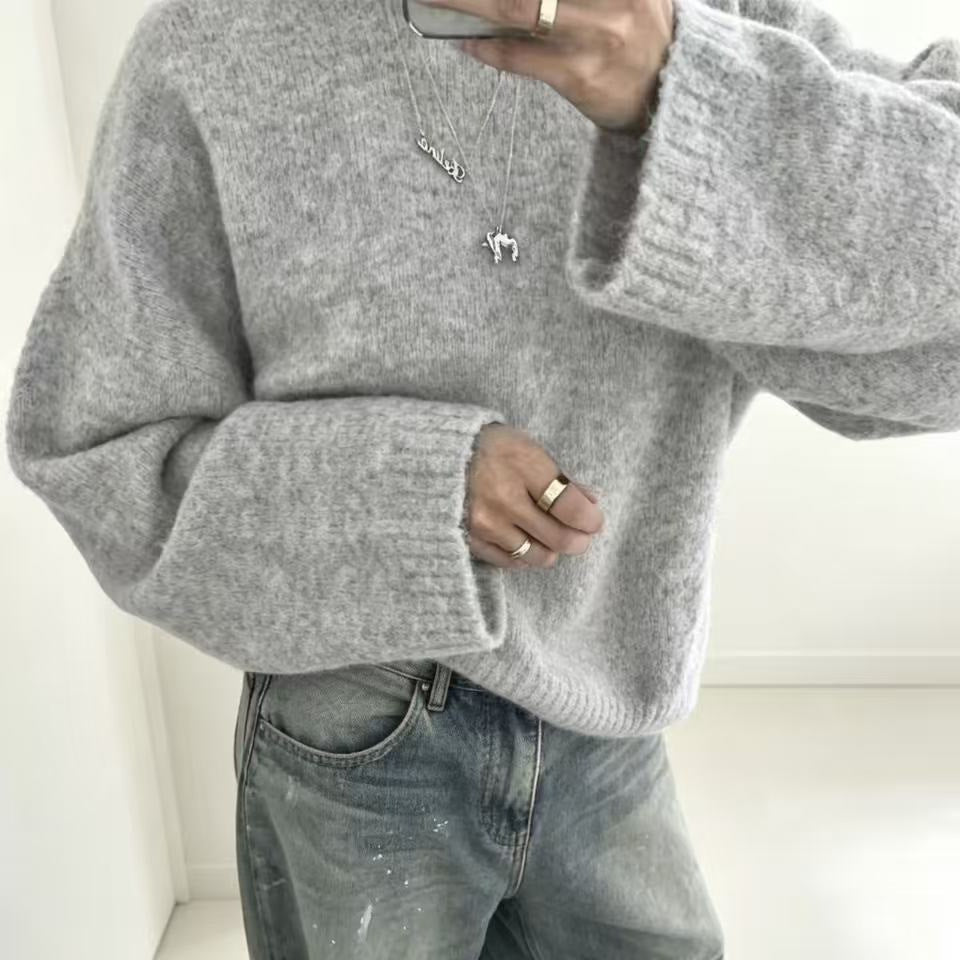 Women’s Solid Color Loose-Fit Knit Pullover – Cozy Casual Everyday Style