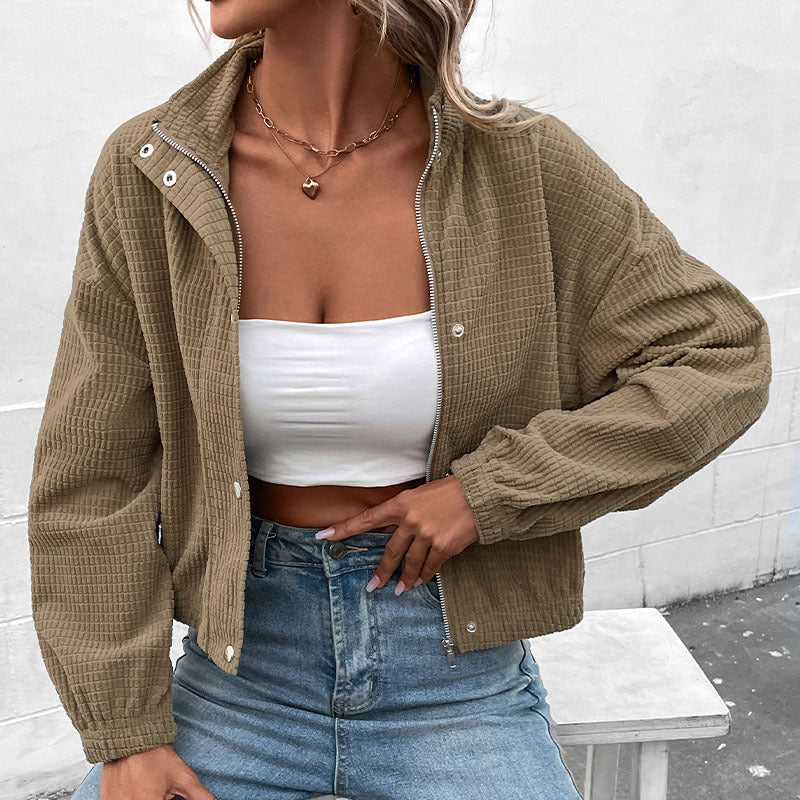 Women’s Brown Corduroy Jacket – Fashionable Casual Leisure Everyday Style