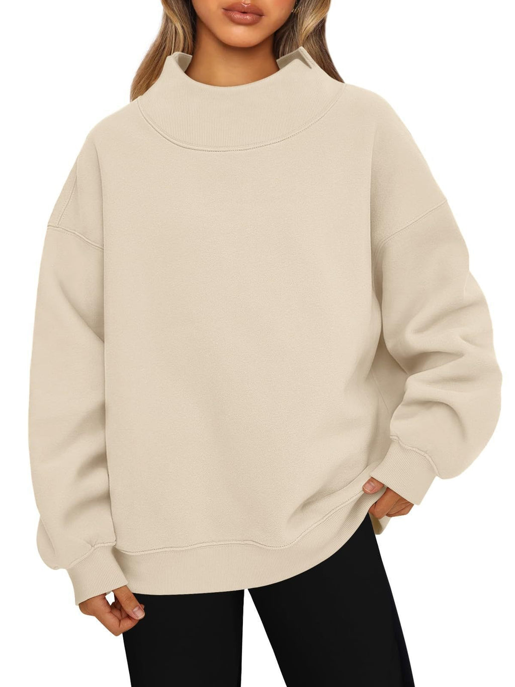 Women’s Relaxed-Fit Mock Neck Sweatshirt – Cozy Casual Pullover Style