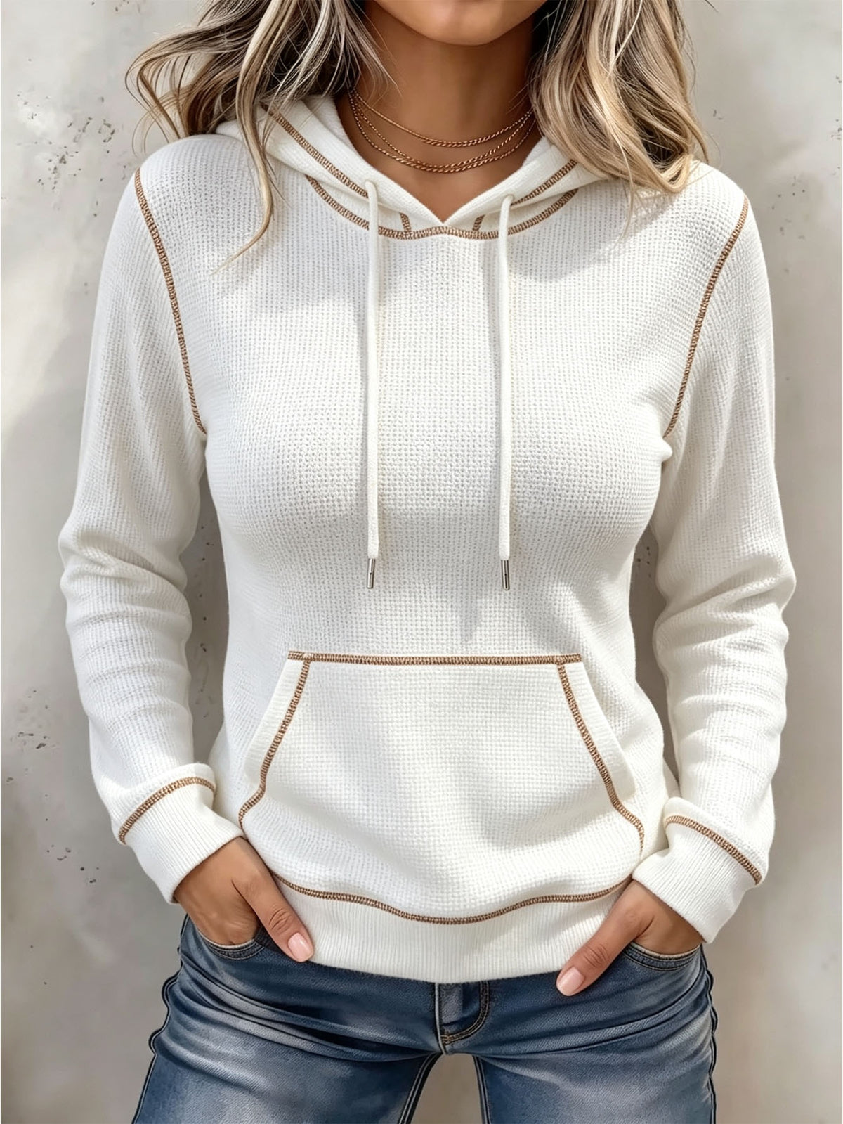 Drawstring Hooded Hoodie - Soft and Casual