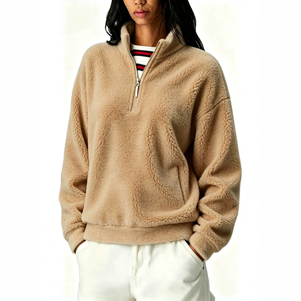 Fleece-Lined Zip-Up Hoodie - Warm and Practical