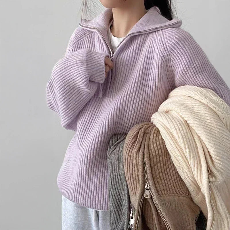 Quarter-Zip Polo Sweater - Sporty and Comfortable