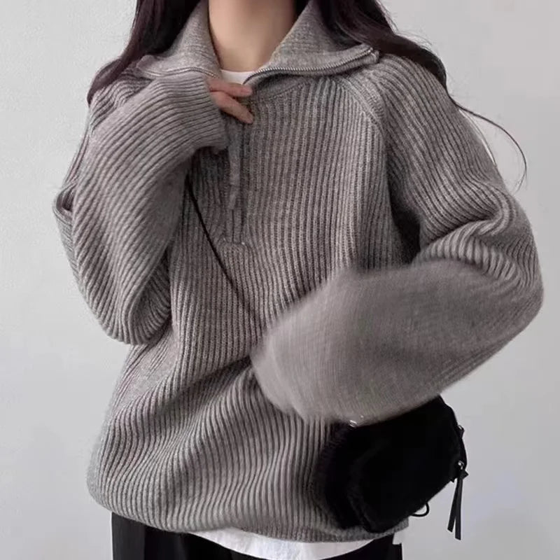 Quarter-Zip Polo Sweater - Sporty and Comfortable