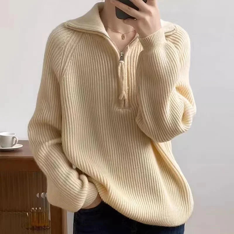 Quarter-Zip Polo Sweater - Sporty and Comfortable