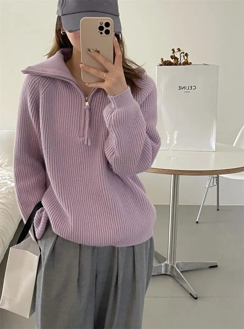 Quarter-Zip Polo Sweater - Sporty and Comfortable