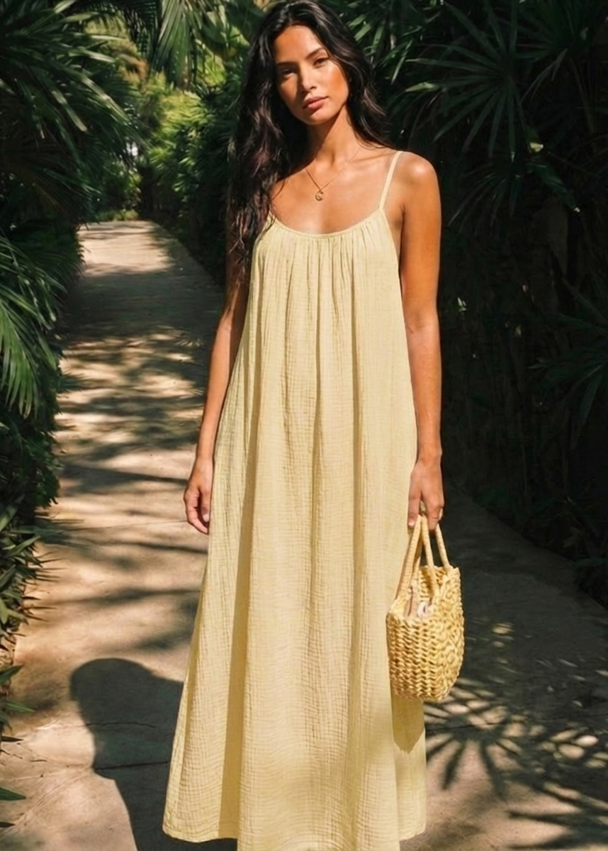 Women's Backless Cami Maxi Dress - Sleek Elegant Evening Style
