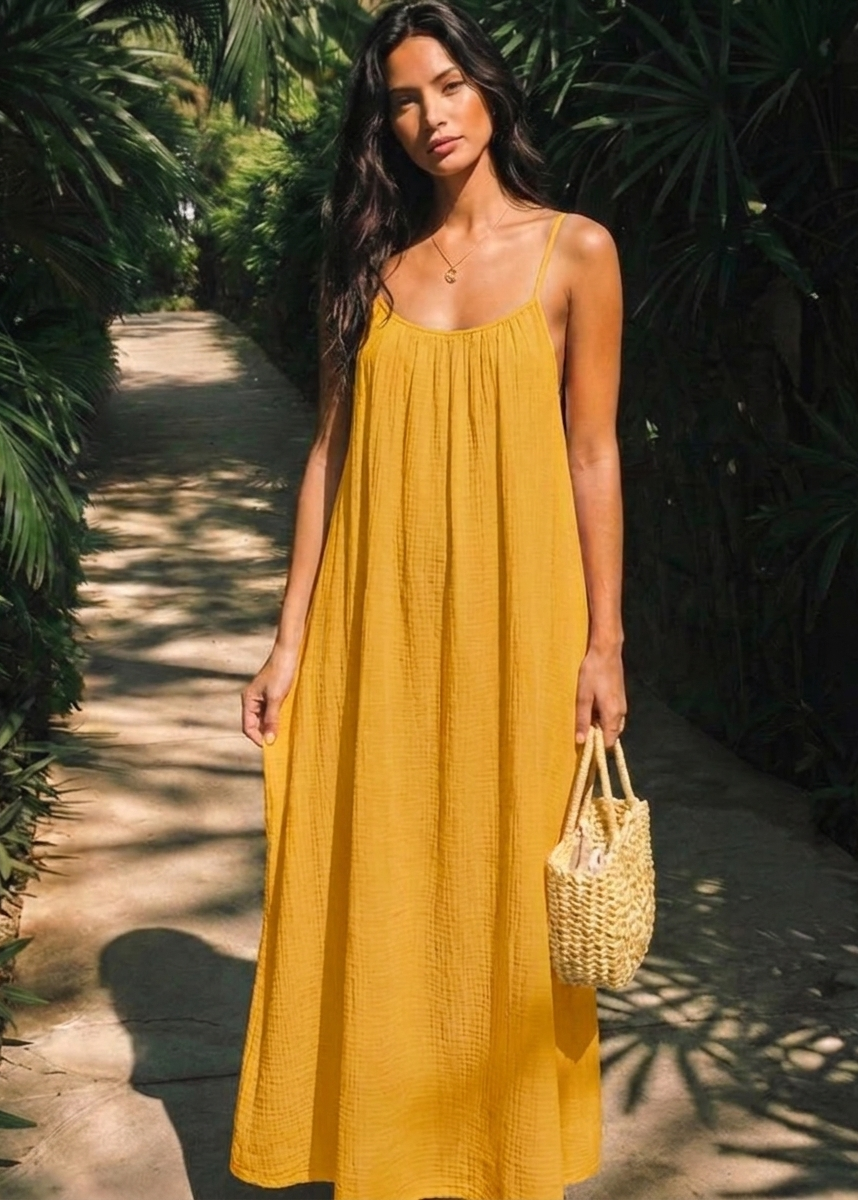 Women's Backless Cami Maxi Dress - Sleek Elegant Evening Style