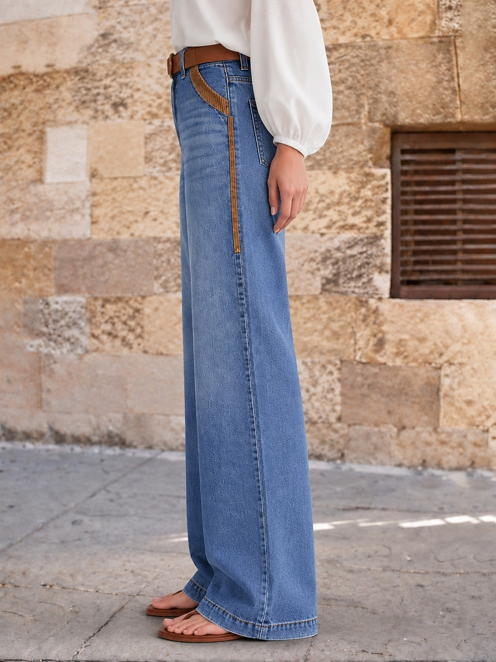Wide-Leg Drawstring Jeans - Modern and Comfortable