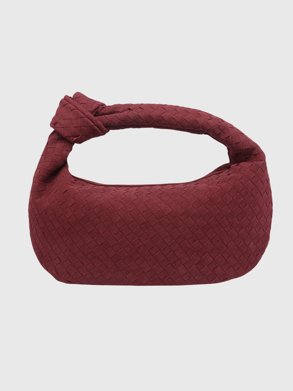 Women’s Medium Suede Woven Bag – Elegant Knotted Chic Style