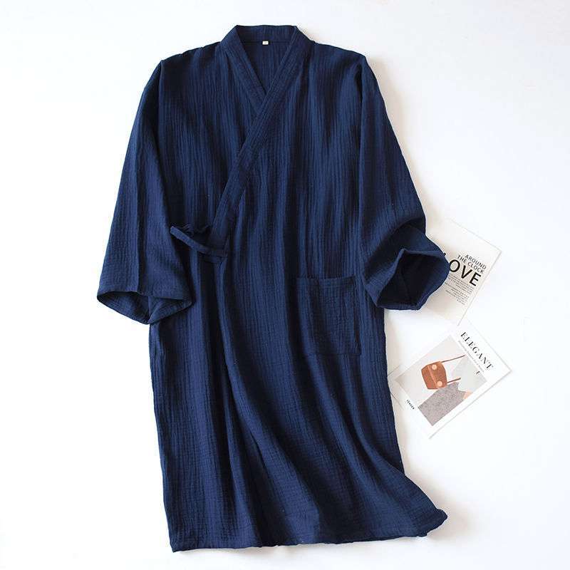 Unisex Cotton Crepe Kimono Robe – Lightweight Japanese-Style Bathrobe