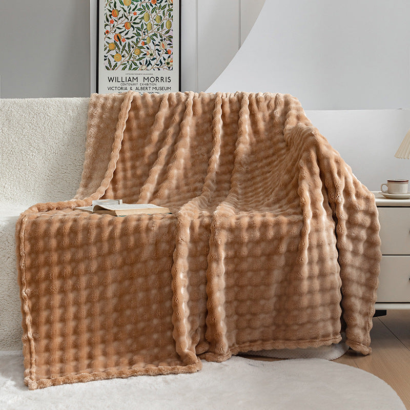 Premium Bubble Flannel Blanket – Ultra-Soft Air Conditioner & Sofa Throw
