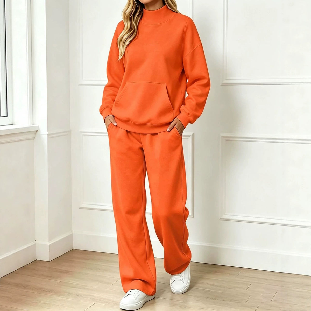 Mock-Neck Sweatshirt Set - Cozy and Easy