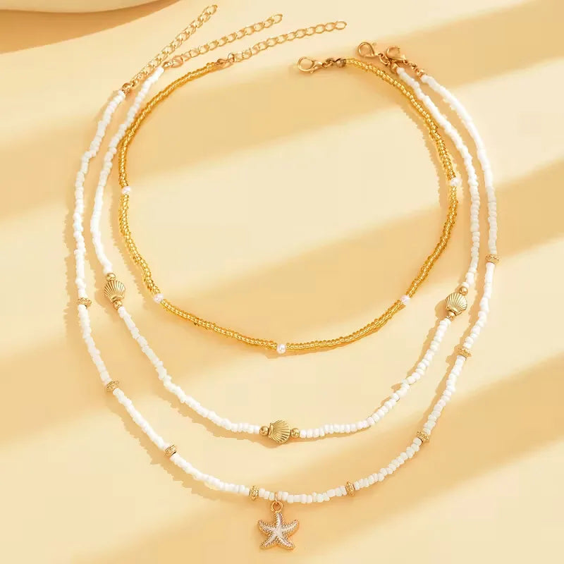 Shell and Star Necklace - Light and Layered