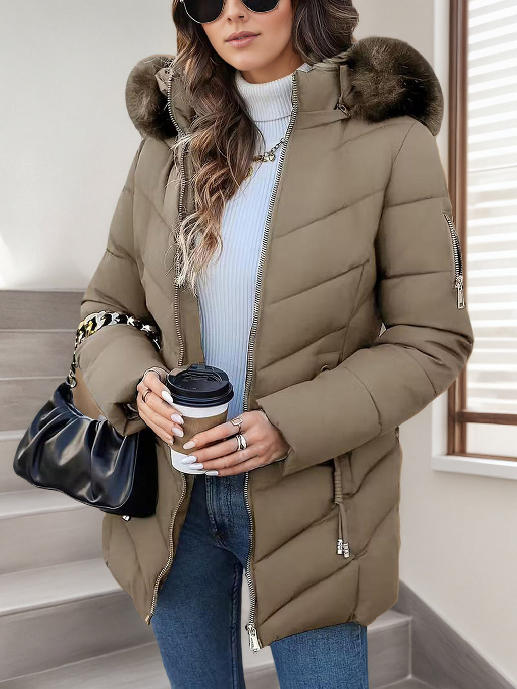 Slim-Fit Hooded Down Jacket - Warm and Versatile